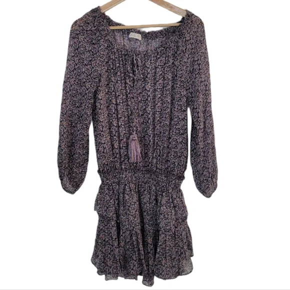 Loveshackfancy Floral Black Mini Silk Dress Size Small - Picture 2 of 7